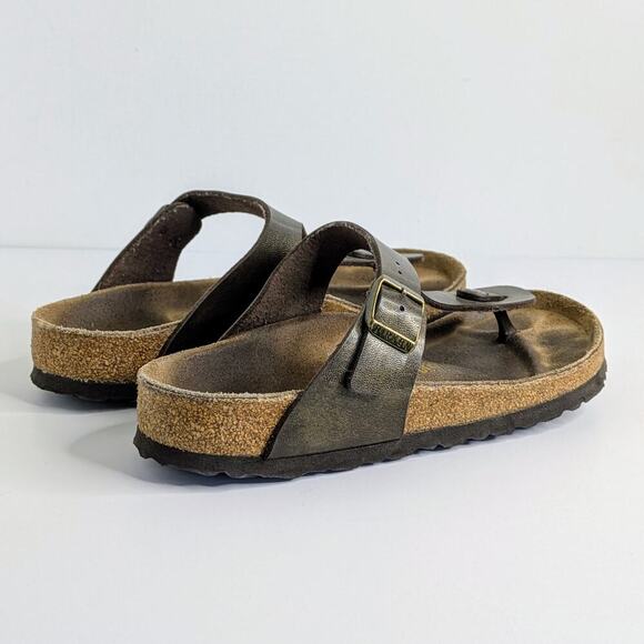 Birkenstock Sandals Gizeh Womens EU 37 Brown Metallic Slip On Thong Cork Leather - Picture 14 of 14